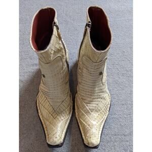 Vero Cuoio Zipper Ankle Luxury Leather Boots Mens Size 8 White Made in Italy